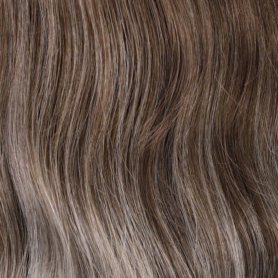 S18-60/102RO | Solstice | Dk Natural Ash Blonde roots to mid length, pure white w/ Pale Platinum Blonde mid length to ends