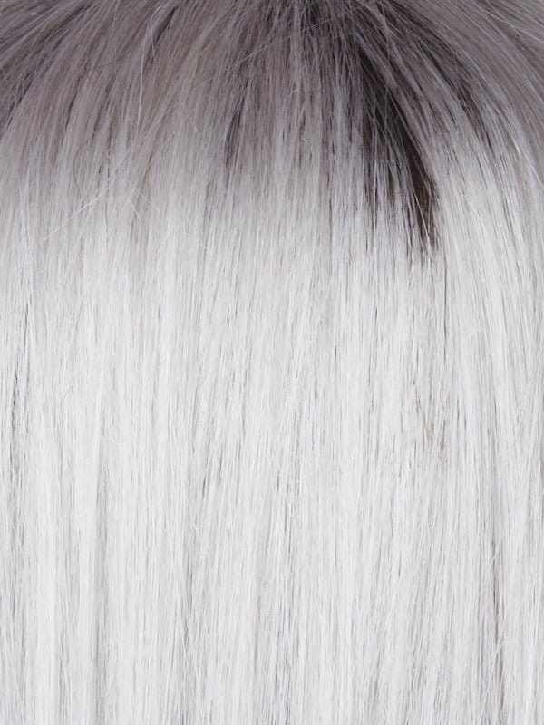 Smoke Ivory | Mid cool beige brown root, softly blended into white, platinum, and smoked ivory strands, which transcend into white tipped ends