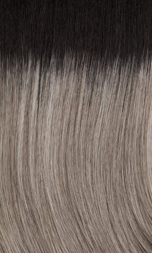38/56GR | Silver white highlighted with light grey and light brown and off black roots