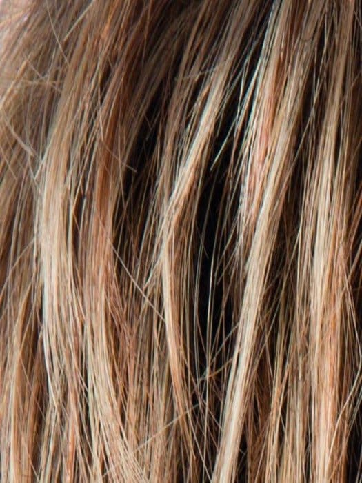 LIGHT-BERNSTEIN-R | Light Auburn, Light Honey Blonde, and Light Reddish Brown blend and Dark Roots