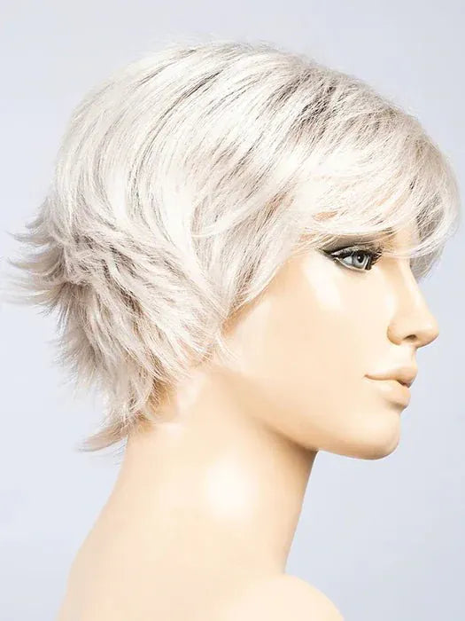 Ice Blonde Shaded | Silver White /Winter White with Medium Ash Blonde Blend with Light Brown Roots