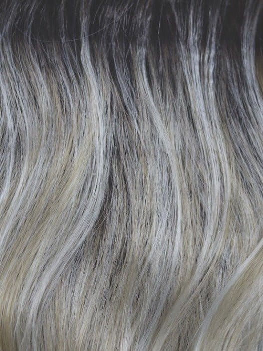 Shadowed Custard | Ashy brown root with blend of platinum blond and light honey blond highlights