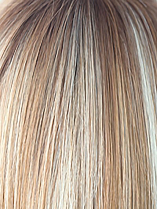 Nutmeg R | Rooted dark honey brown base with platinum blonde highlights