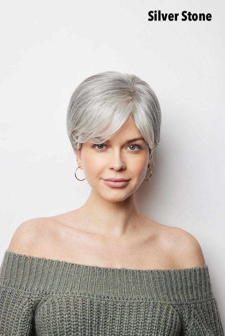 Open Box | Pixie TP Mono Hand Tied Topper by Amore | Heat Friendly Synthetic Hair | NM Cashmere Brown - SR - Wig Studio 1