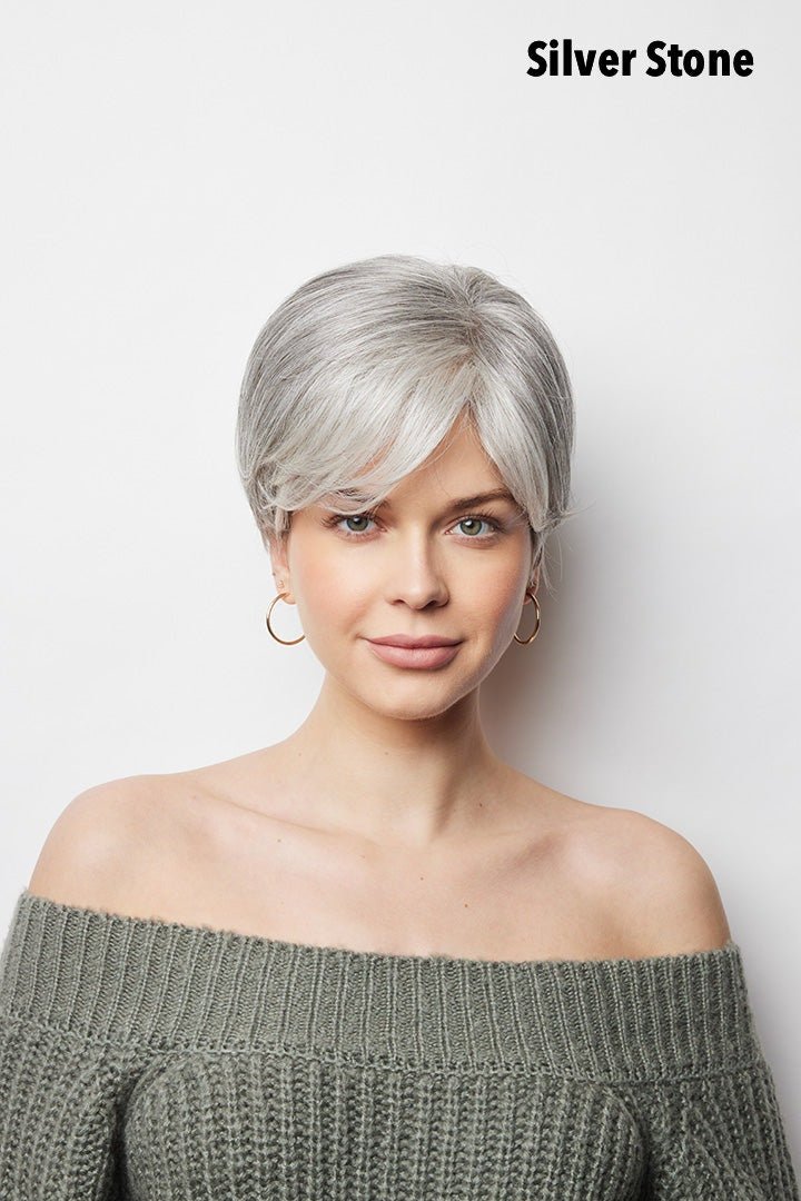 Open Box | Pixie TP Mono Hand Tied Topper by Amore | Heat Friendly Synthetic Hair | NM Cashmere Brown - SR - Wig Studio 1