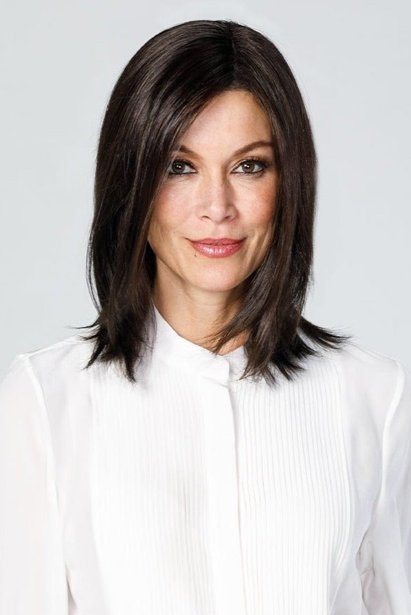 Open Box | Top Coverage Hand Tied Straight Topper 12" by Jon Renau | Synthetic Hair | 1B - Wig Studio 1