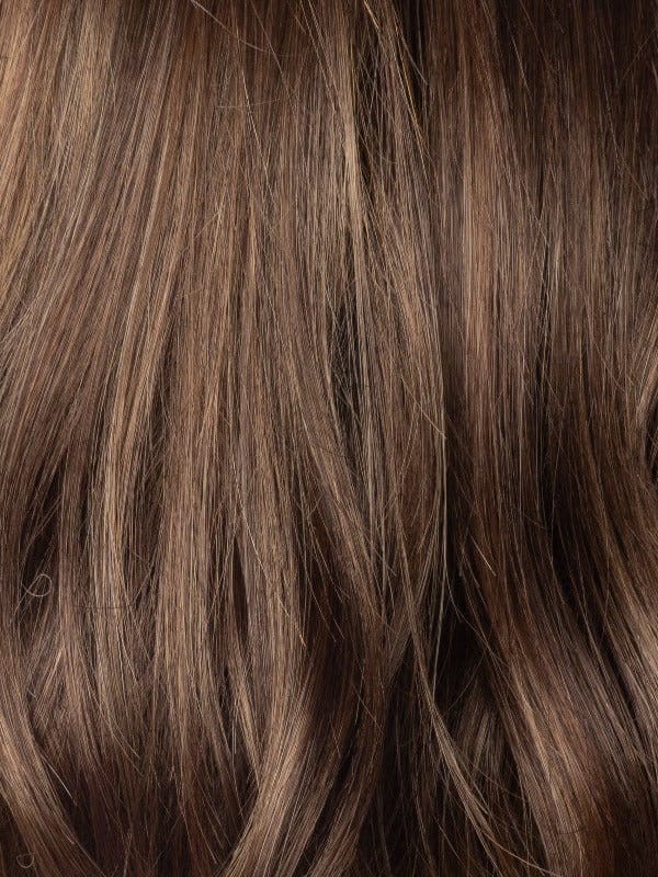 Maple Frost | Mid brown with a slight chocolate brown root with an array of highlights and lowlights of both warm maple blonds and toffee shades with frosty undertones