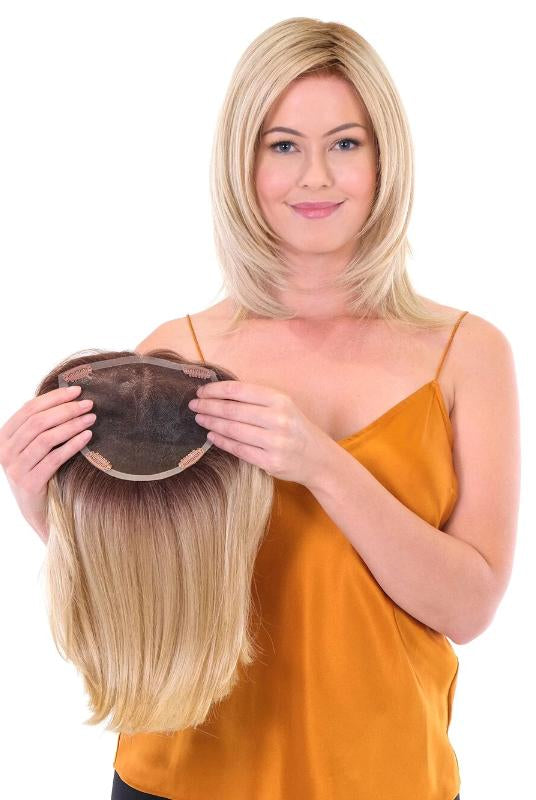 Premium Straight 14" by Belle Tress | HF Synthetic Hair Topper | Hand Tied - Wig Studio 1