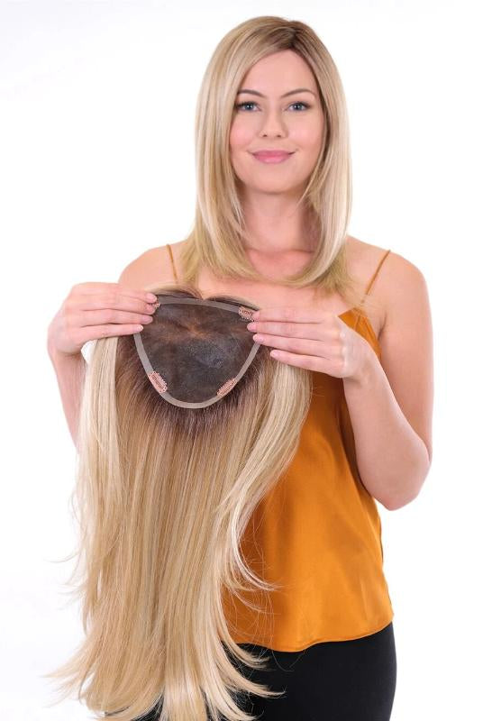 Premium Straight 18" by Belle Tress | HF Synthetic Hair Topper | Hand Tied - Wig Studio 1