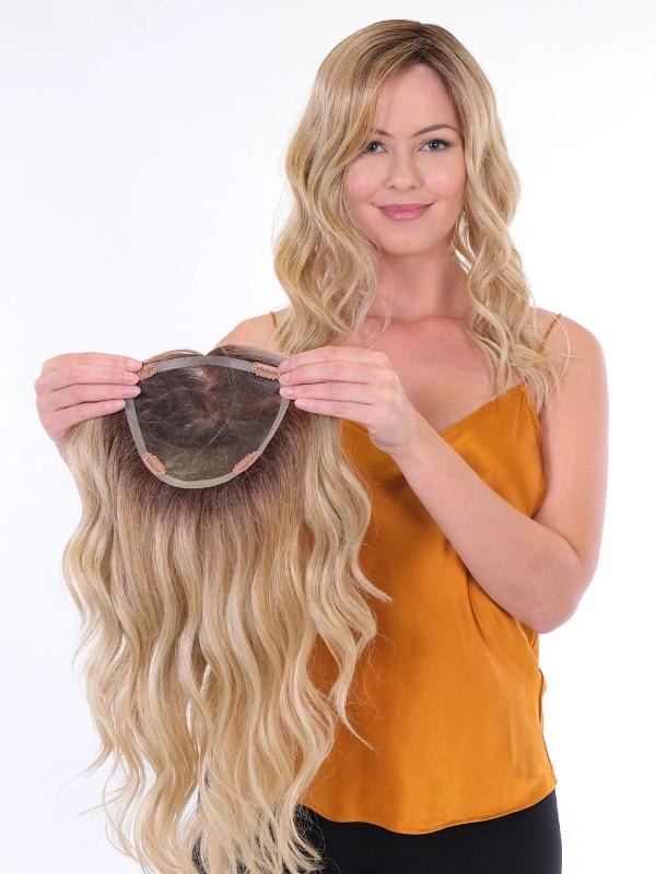 Premium Wavy 18" by Belle Tress | HF Synthetic Hair Topper | Hand Tied