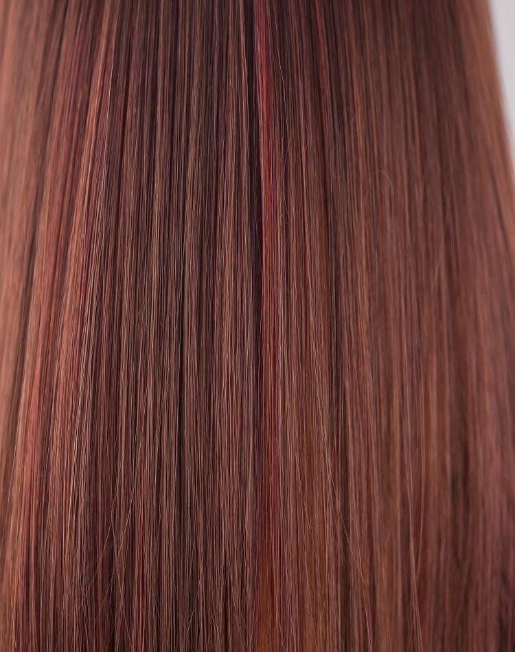 Cherrywood | hybrant underlighted medium red brown mix with a multitude of tiny chocolate and rich cherry tones and fine flashes of ruby scarlet