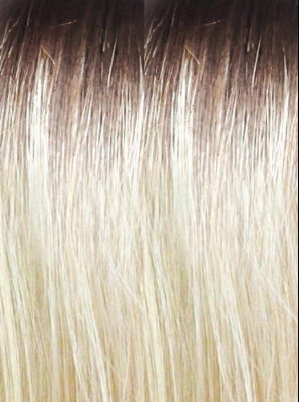 CREAMY TOAST R | Rooted Dark with a Platinum base with Dark Gold Blonde highlight