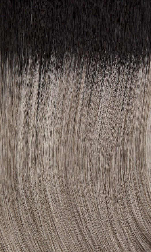 38/56GR | Silver white highlighted with light grey and light brown and off black roots
