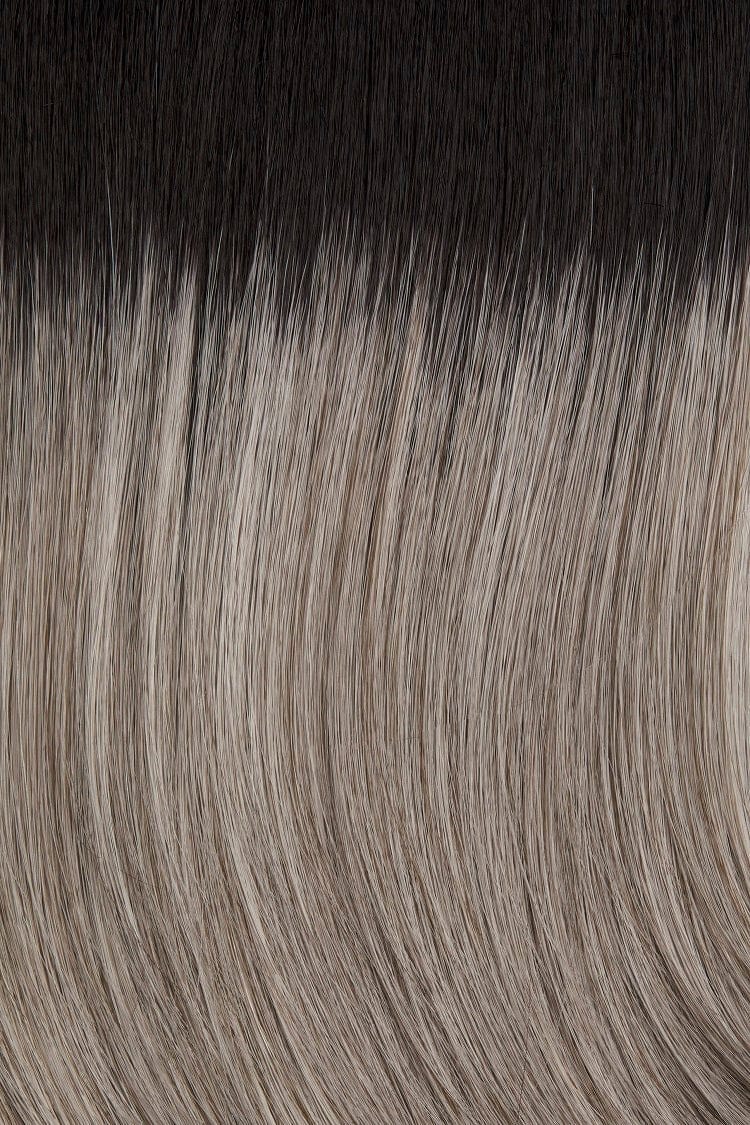 38/56GR | Silver white highlighted with light grey and light brown and off black roots