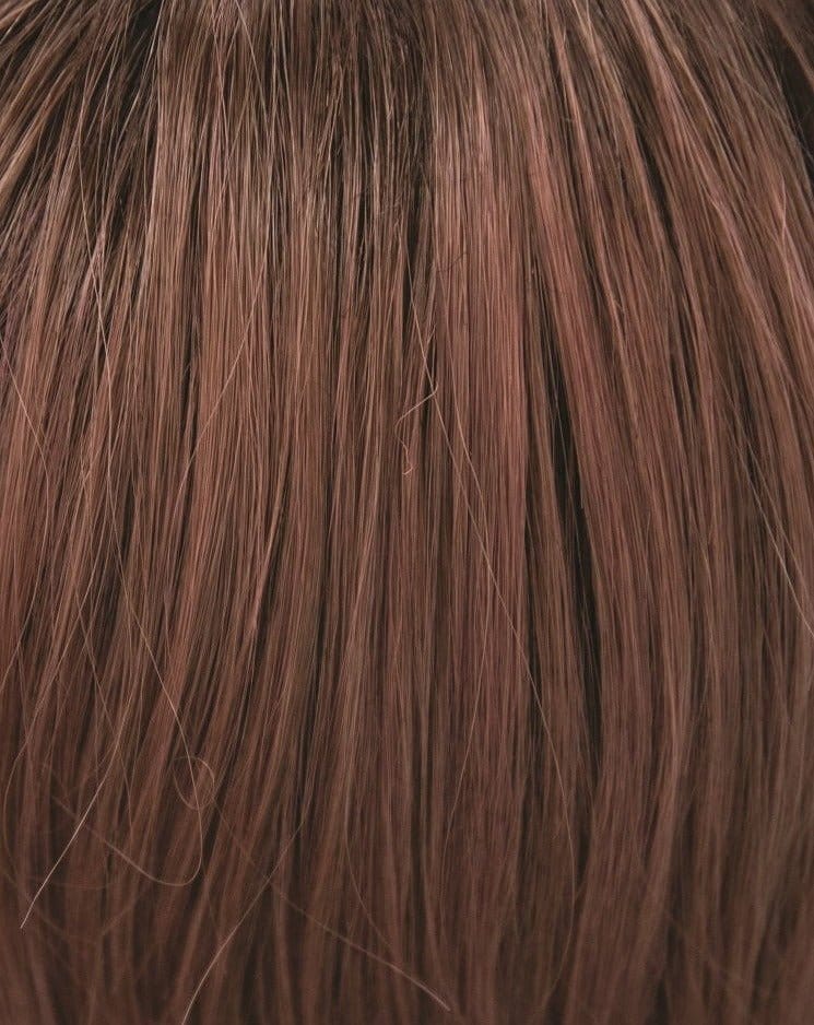 Dusty Rose | Smoky fused medium coral red base with warm dark brown roots. Fresh-tone beauty in bloom