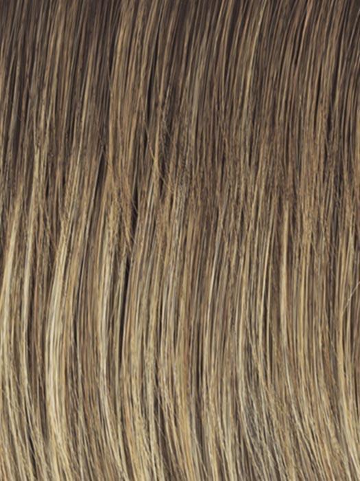 RL12/22SS Shaded Cappuccino | Light Golden Brown Evenly Blended with Cool Platinum Blonde Highlights with Dark Roots