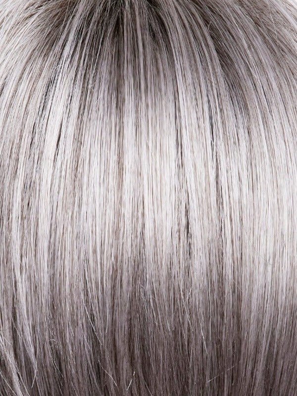 Silver Stone R | White silver tone front, silver/soft brown at middle, dark brown mixed with silver nape + dark brown root