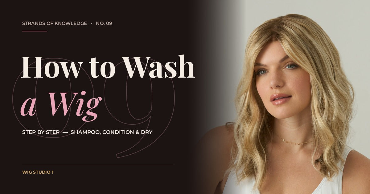 How to Wash a Wig: A Step-by-Step Guide, a Strands of Knowledge guide from Wig Studio 1, with a model wearing Heidi by Jon Renau in 12FS12