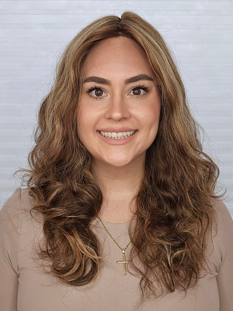 Mackenzie wearing PUSH Bespoke 22-24" Wig in color Belle