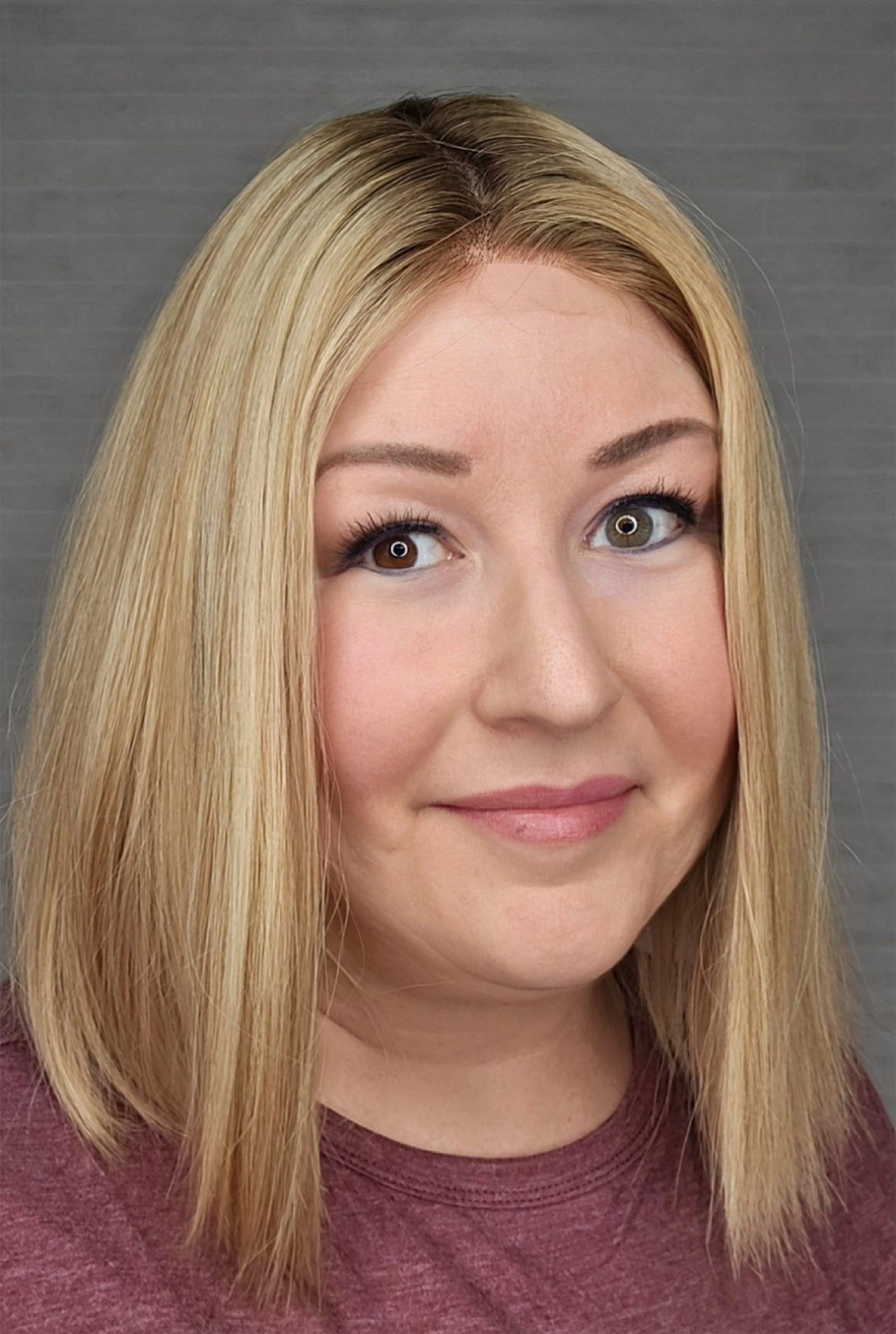 Andrea wearing Eileen 12" Wig by PUSH in color Miel