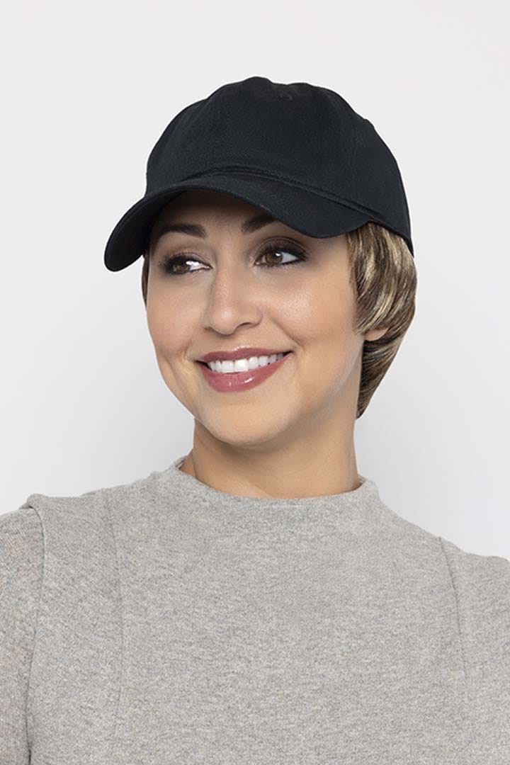 Woman wearing Tapered Black Hat by Henry Margu in 8/27/33H | Front