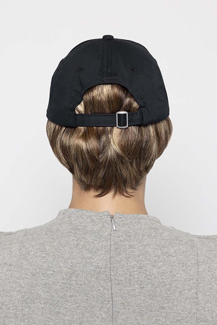 Woman wearing Tapered Black Hat by Henry Margu in 8/27/33H | Front
