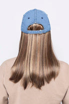Woman wearing Long Hat Denim by Henry Margu in 8/27/33H | Back