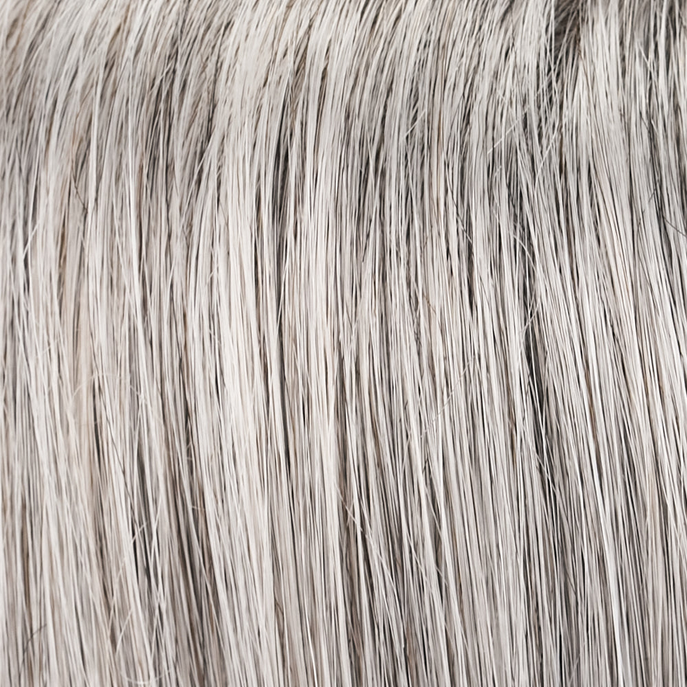 92 | Moonlight | Pure White w/ 5% Med Brown Front, Grey w/ 30% Med Brown Middle, Dk Brown w/ 65% Grey Nape