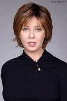 Model is wearing Andrews Wig by Belle Tress in Mixed Berry-R | Front