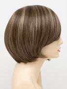 Abbey human hair blend wig by Envy displayed on a mannequin head in side profile against a white background - color Almond Breeze