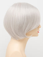 Abbey human hair blend wig by Envy displayed on a mannequin head in side profile against a white background - color Light Grey