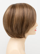 Abbey human hair blend wig by Envy displayed on a mannequin head in side profile against a white background - color Toasted Sesame