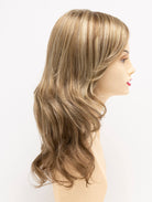 Alana synthetic wig by Envy on a mannequin head against a white background - color Dark Blonde