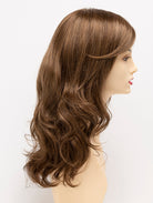 Alana synthetic wig by Envy on a mannequin head against a white background - color Light Brown