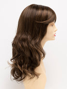 Alana synthetic wig by Envy on a mannequin head against a white background - color Medium Brown