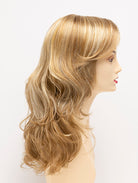 Alana synthetic wig by Envy on a mannequin head against a white background - color Vanilla Butter