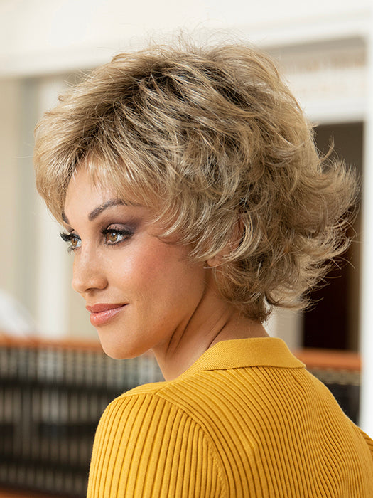 Alyssa by Envy wig in Sahara Blonde rooted neutral medium blonde – model photo 4