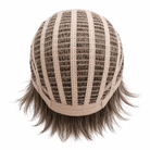 Interior view of Asha synthetic wig showing the breathable open-cap construction and adjustable straps.