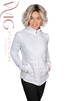 Woman wearing chin-length rooted blonde bob (Austen by Belle Tress in Milkshake Blonde R)