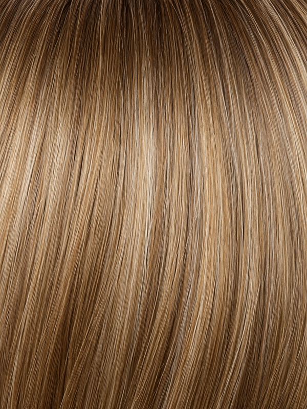 NM Butterscotch Balayage-R | A modern blend of chocolate brown, medium copper brown, and light ash blonde, finished with a soft dark root for added depth, dimension, and effortless sophistication.