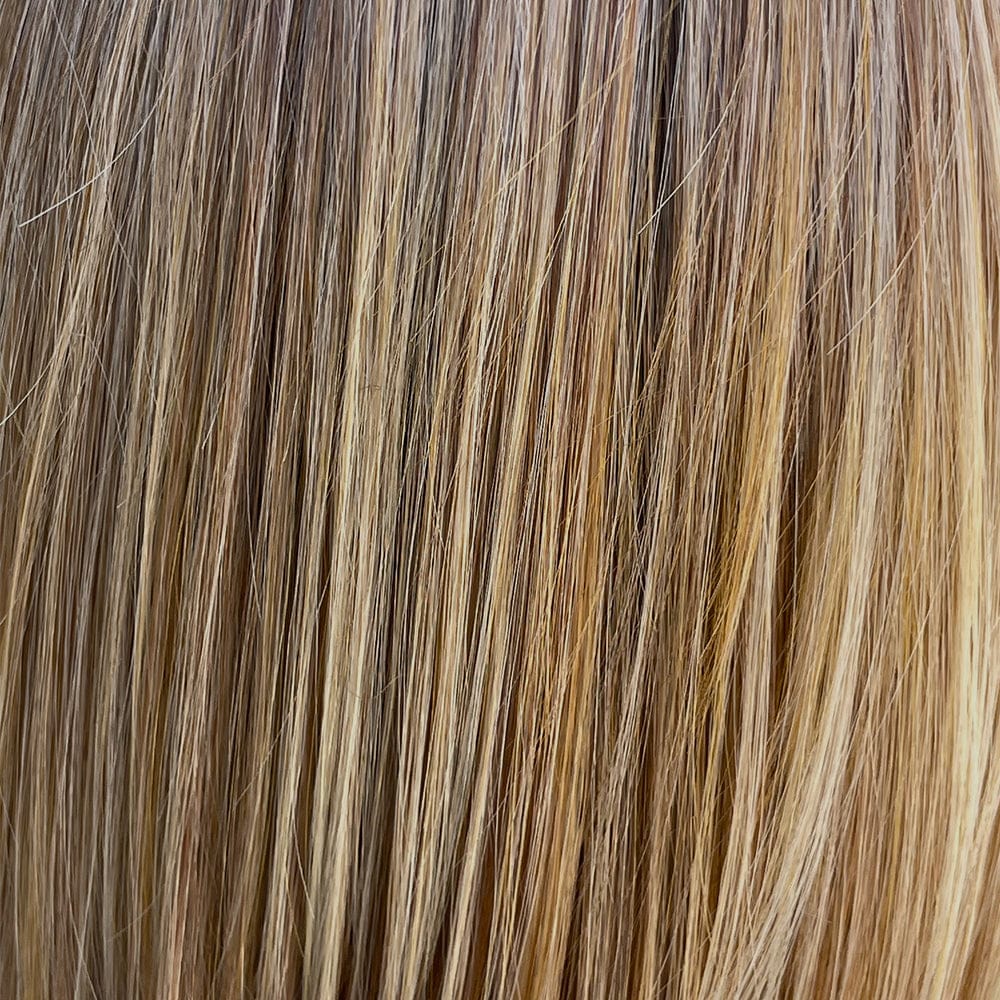 Caramel Blonde-R | 30/27/613+10 | Light brown rooted, blend of light gold blonde, hint of strawbery blonde and light auburn with the balance of cool, light blonde highlights.