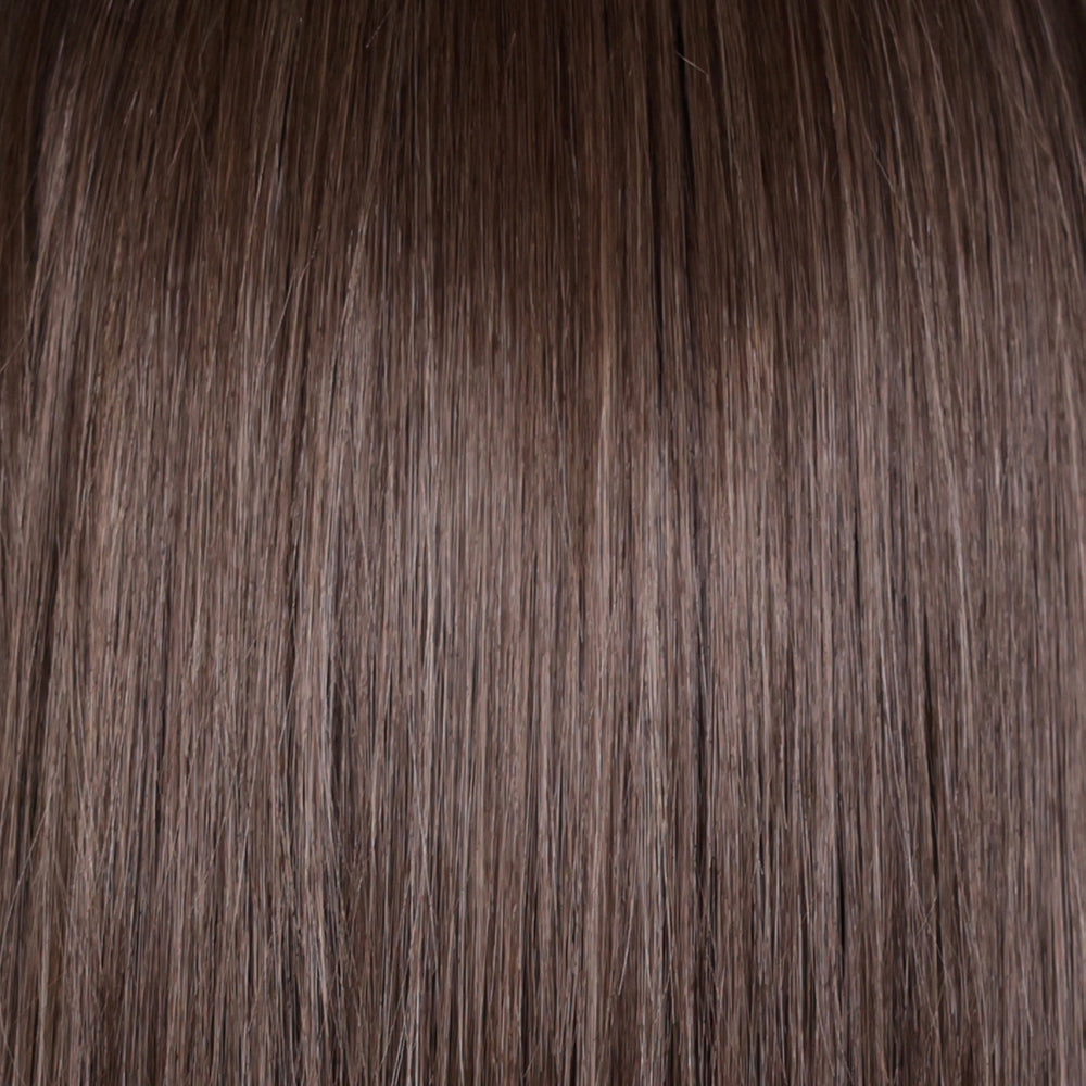 Coolest Ash Brown-R | 8/14+8 | Rooted, combination of light ash brown, cool medium brown with a hint of dark blonde subtle highlights.
