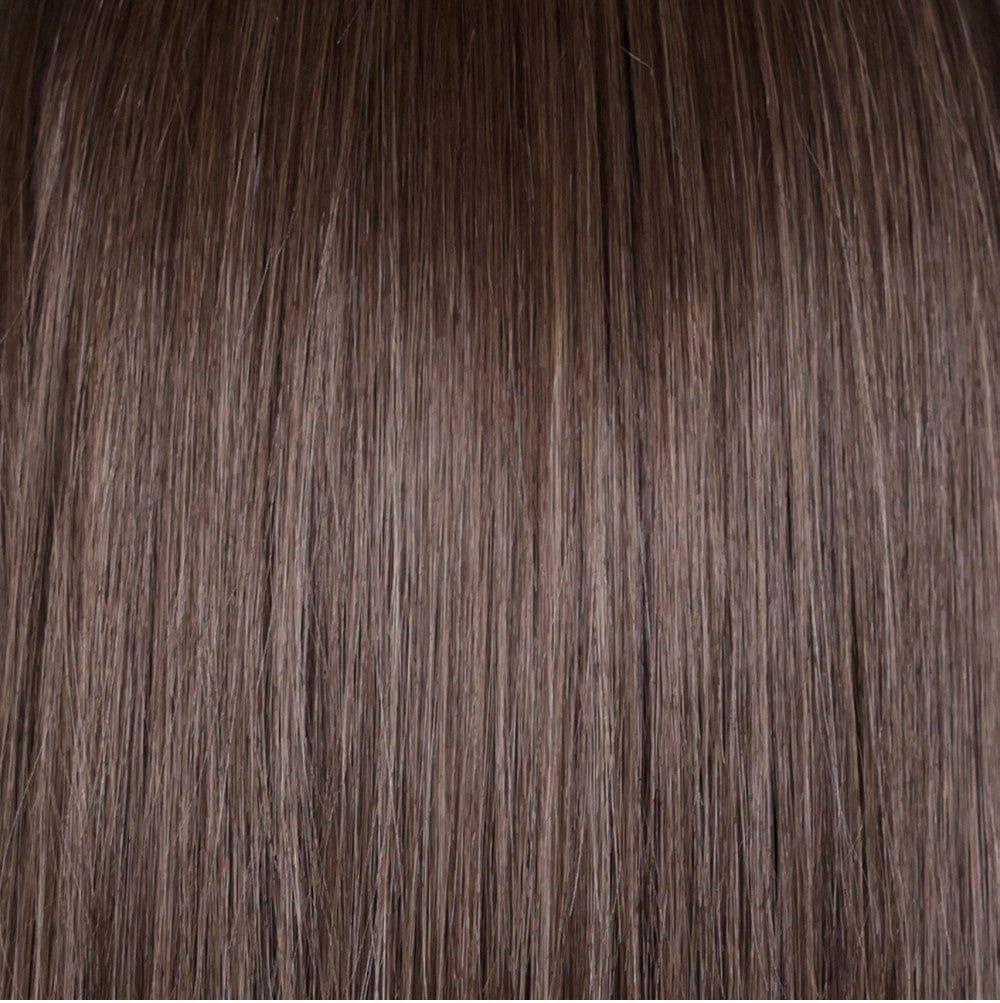Coolest Ash Brown-R | 8/14+8 | Rooted, combination of light ash brown, cool medium brown with a hint of dark blonde subtle highlights.