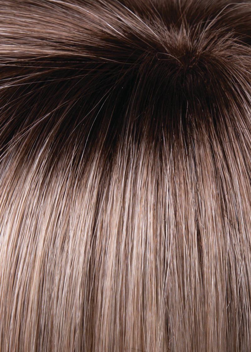 Close-up of brown hair with a gradient to blonde