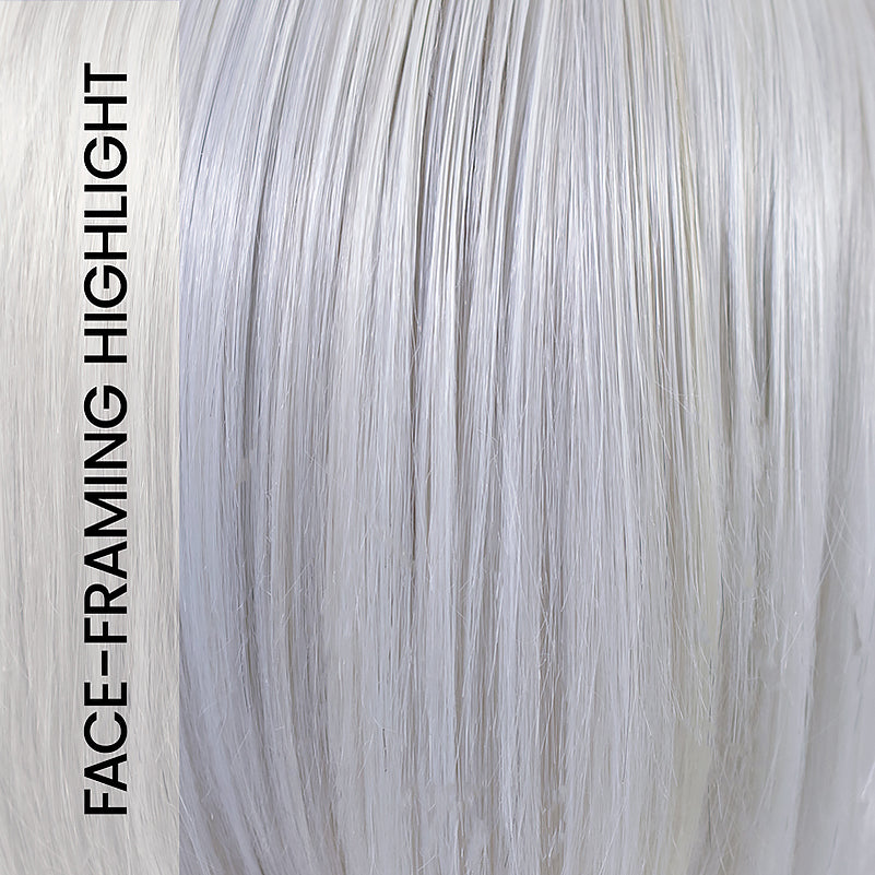 Silver Cream Lighted -EL38/88/66 | Light Grey Blended with Platinum White, Highlighted with Silver Grey and Face Framing Highlights
