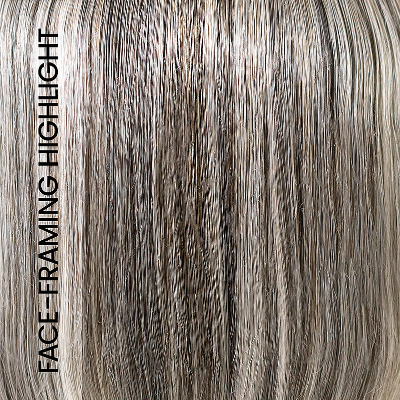 Smoky Toffee Lighted | EL52/38/49/R8 | Light and Dark blends of Salt and Pepper and Brown with Root and Face Framing Highlights
