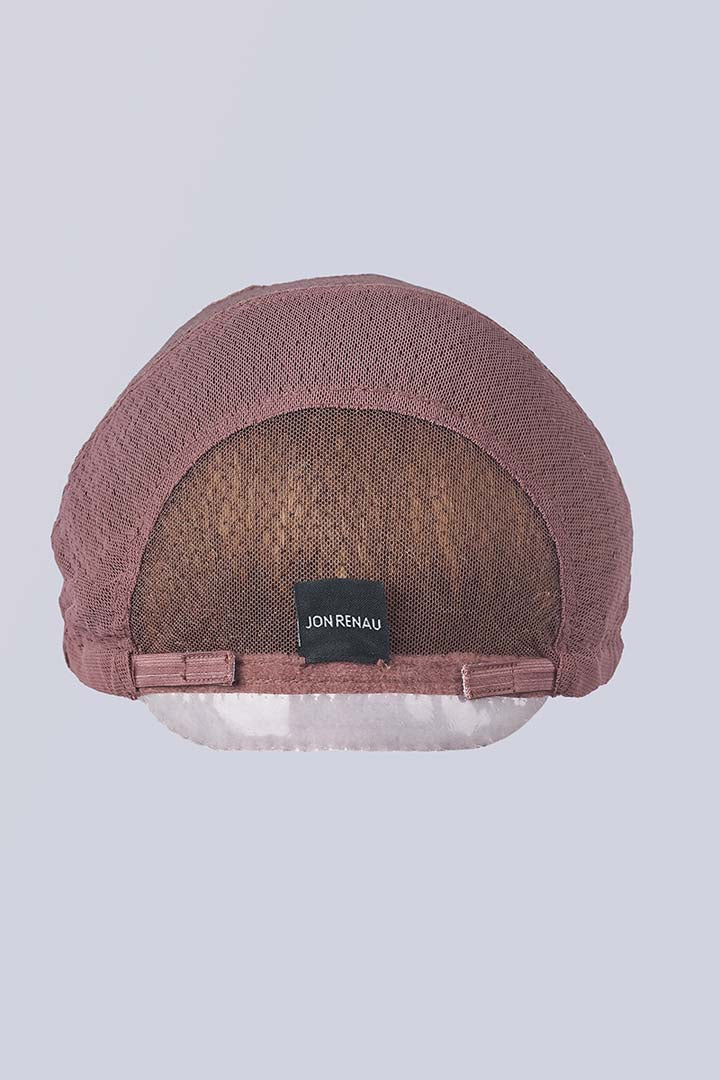 Jon Renau Fiona Lite wig cap interior showing the hand-tied monofilament top and adjustable straps for a secure fit.