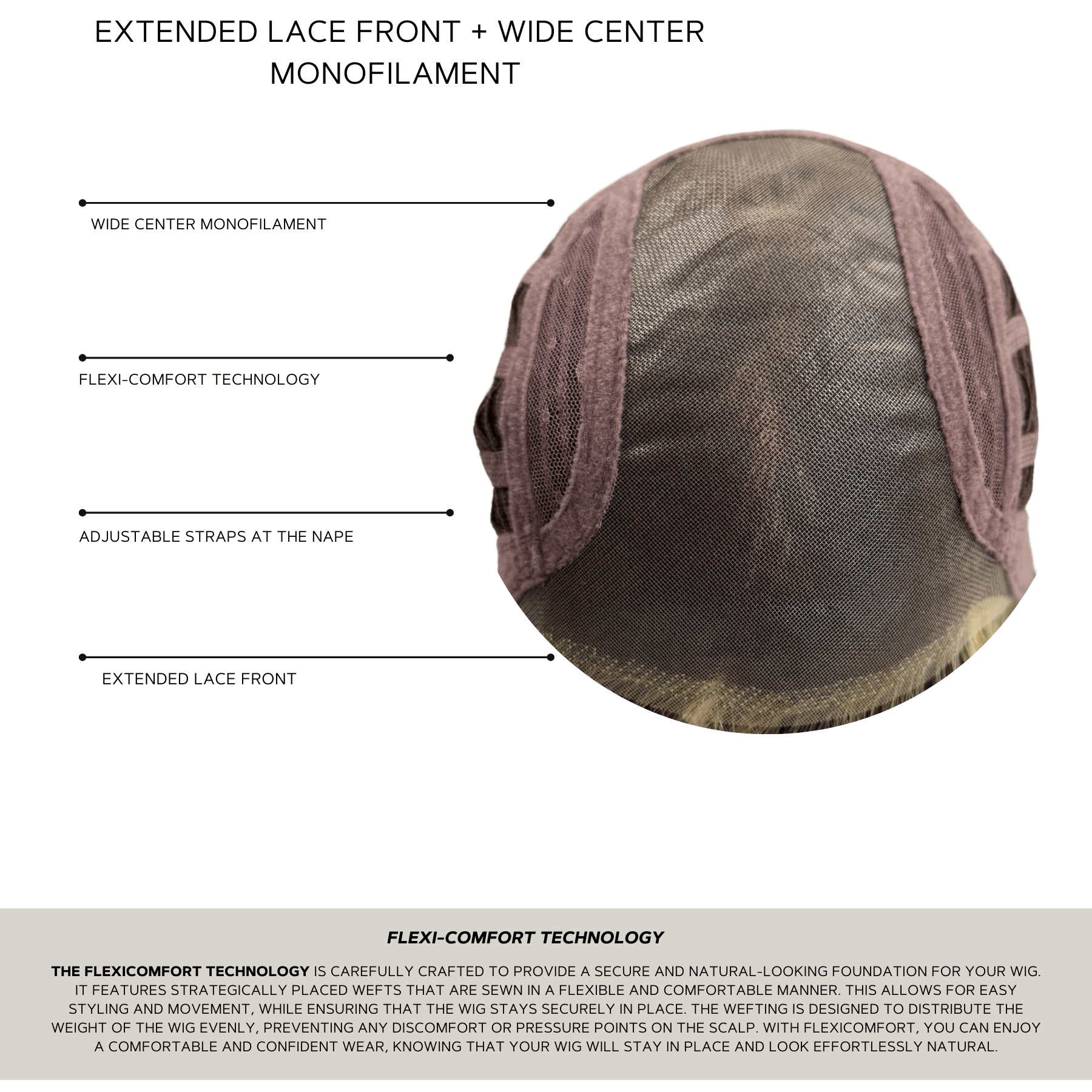 Extended Lace Front Wig - Wide Center Monofilament Construction