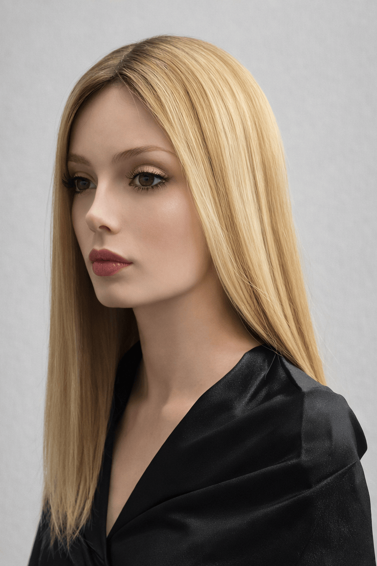 Fearless Human Hair Topper 18-20" Front View by PUSH - Color Dore