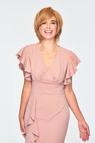 Woman wearing Discretion wig by Gabor in Light Red | Front Full Body Laughing